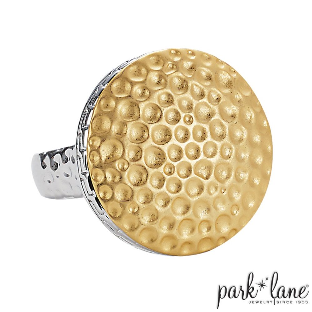 PARK LANE JEWELRY GILDED RING... size 5.. New with tags Silver/Gold..  A stipple